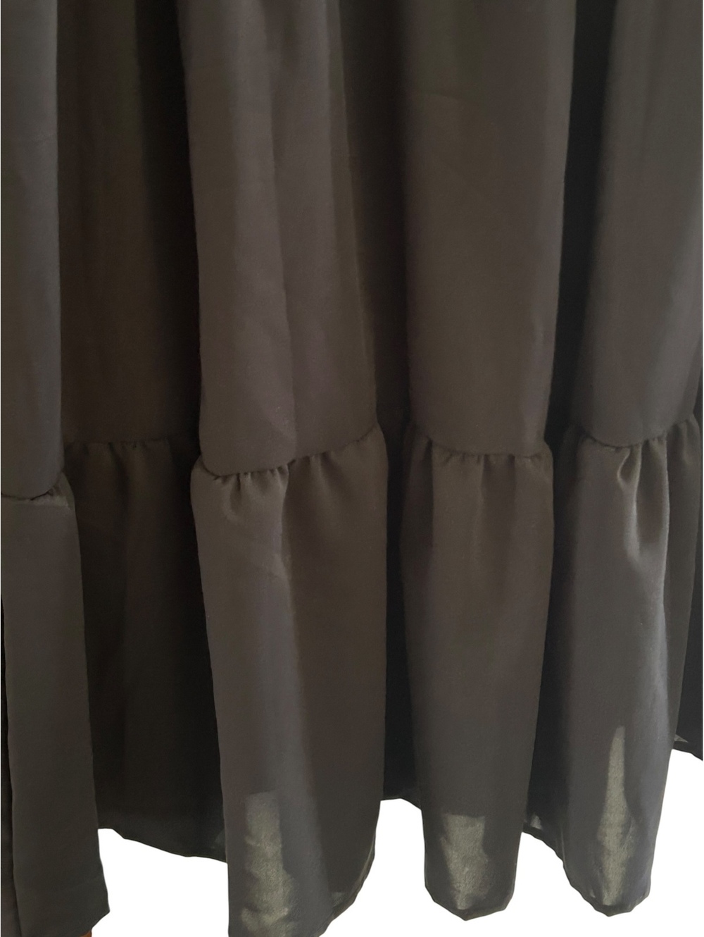 Black Tiered Maxi Skirt Lined Elastic Waist Pockets Women's Small - Picture 3 of 10